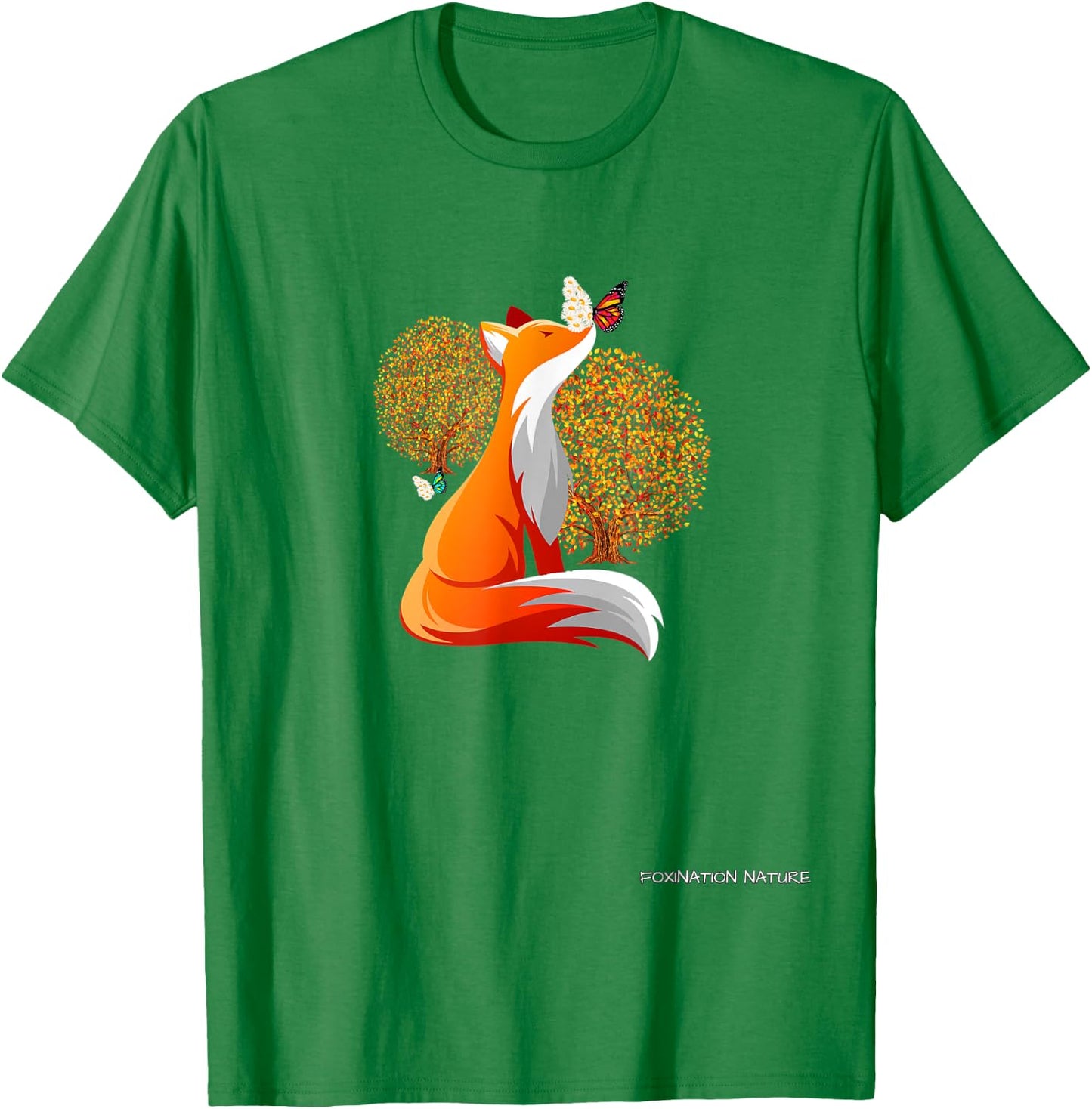 Foxination Nature, autumn with fox and butterflies T-Shirt - T-Shirt | Irish Green