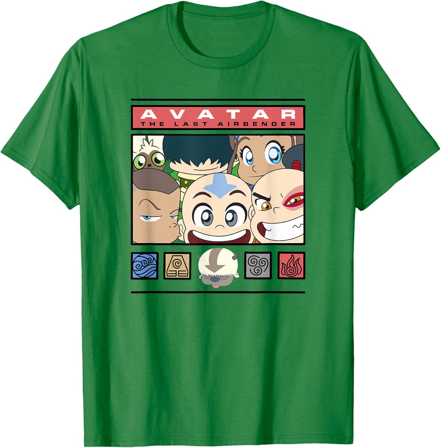 Avatar: The Last Airbender Group Chibi Photo Frame T-Shirt - T-Shirt | Irish Green