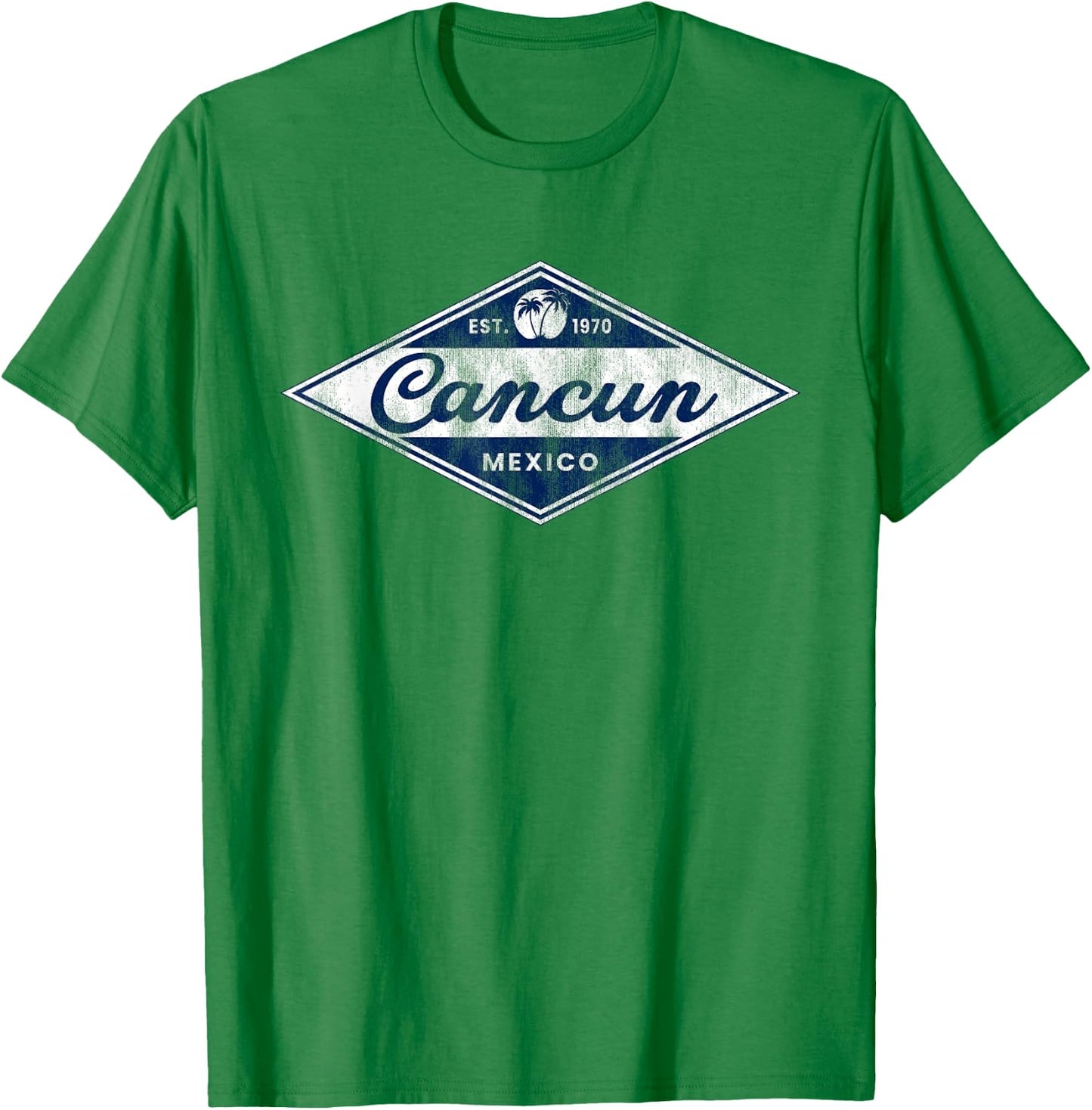 Vintage Cancun Palm Trees retro 70s Surfer Mexican Vacation T-Shirt - T-Shirt | Irish Green