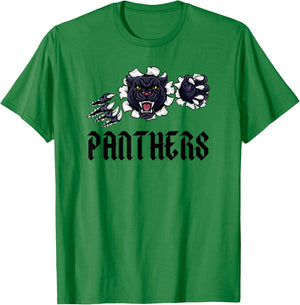 Panther Pride Black Text High School Spirit Fan Wear T-Shirt - T-Shirt | Irish Green