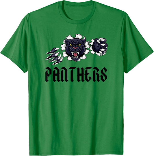 Panther Pride Black Text High School Spirit Fan Wear T-Shirt - T-Shirt | Irish Green