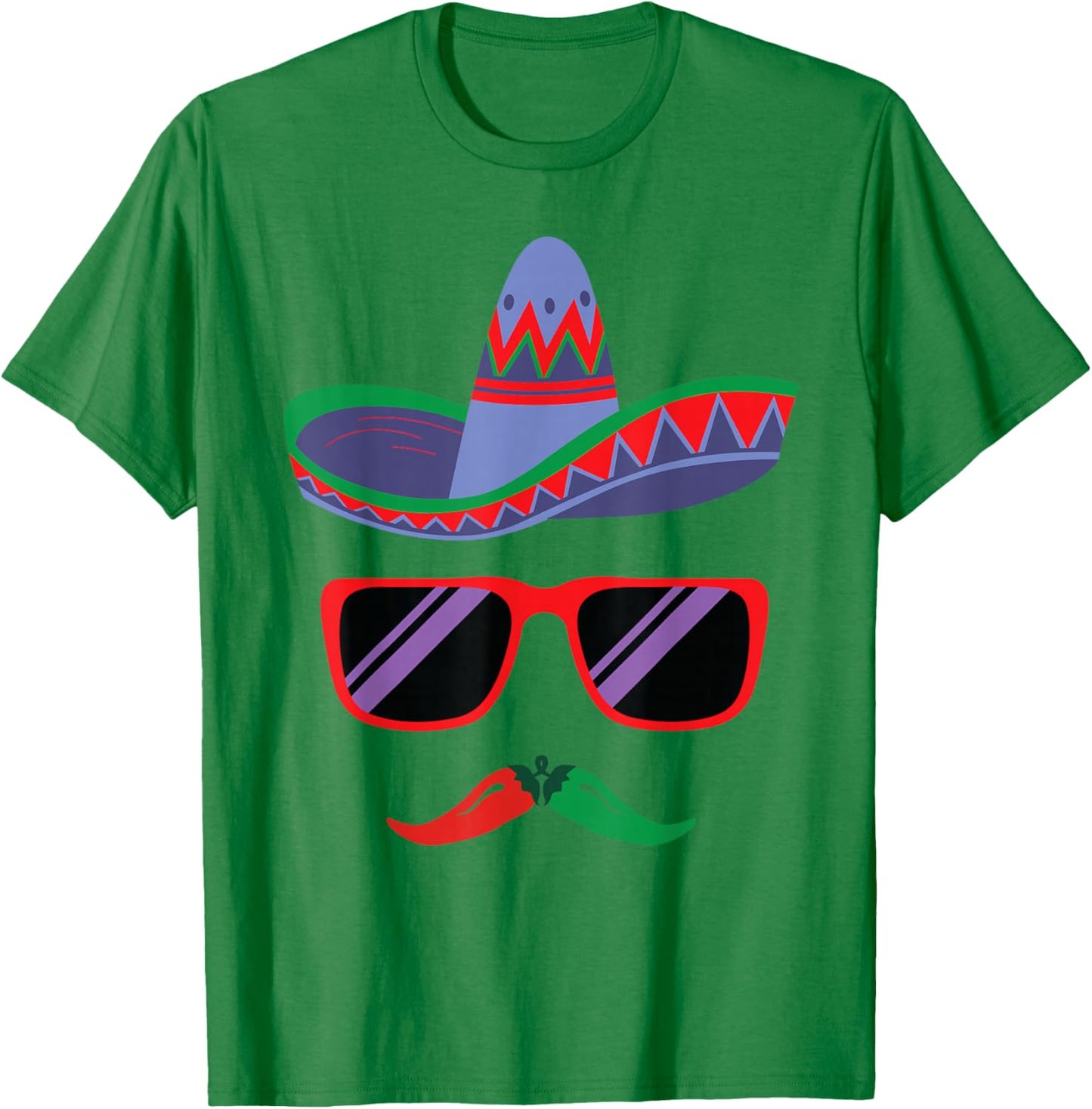 Sombrero Face Cinco De Mayo Mexican Fiesta Party Boys Kids T-Shirt - T-Shirt | Irish Green