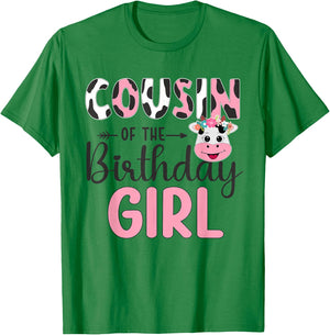 Cousin Of The Birthday Girl Farm Cow 1 St Birthday Girl T-Shirt - T-Shirt | Irish Green