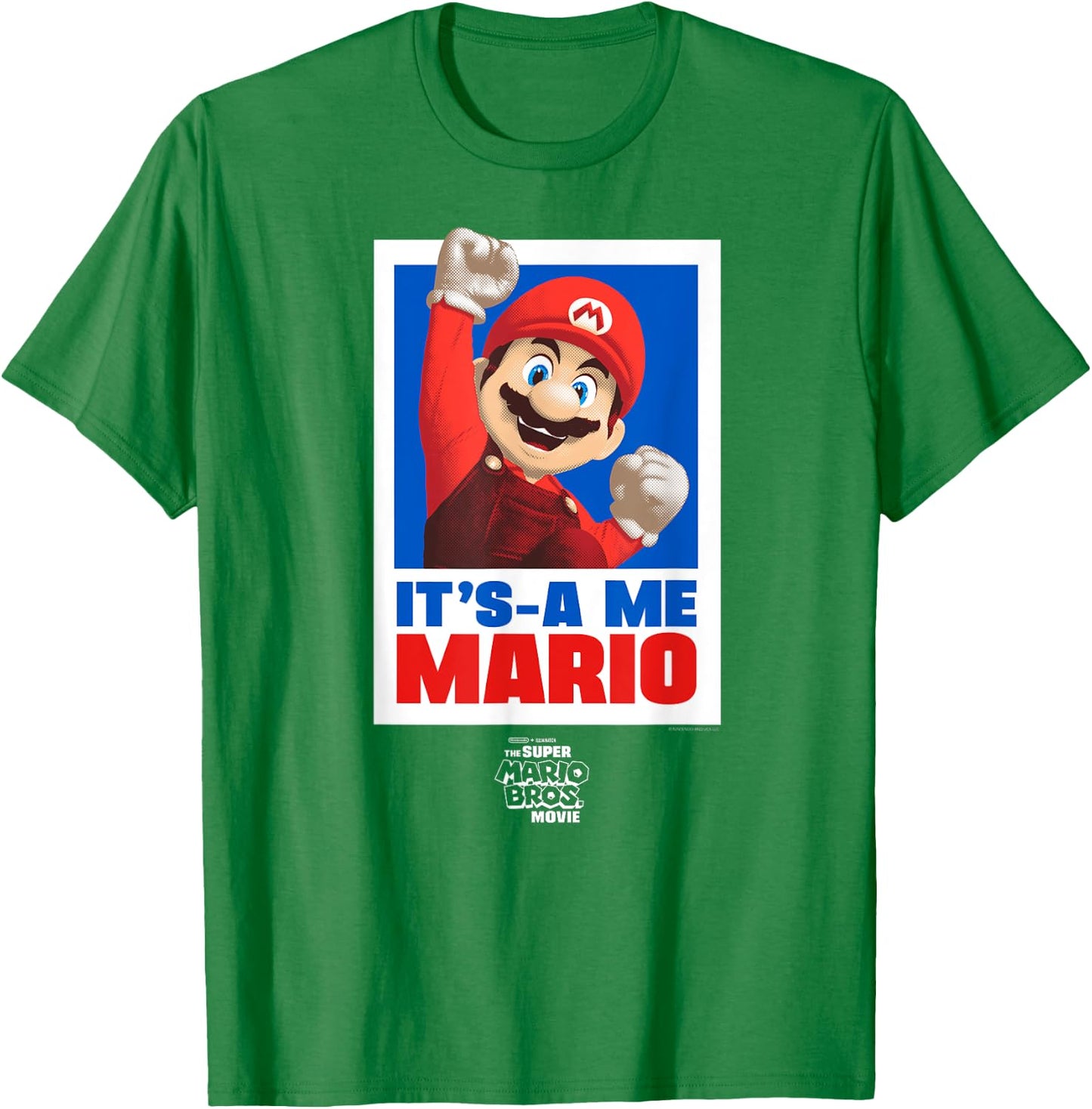 The Super Mario Bros. Movie It's a-Me Mario Portrait , blue T-Shirt - T-Shirt | Irish Green