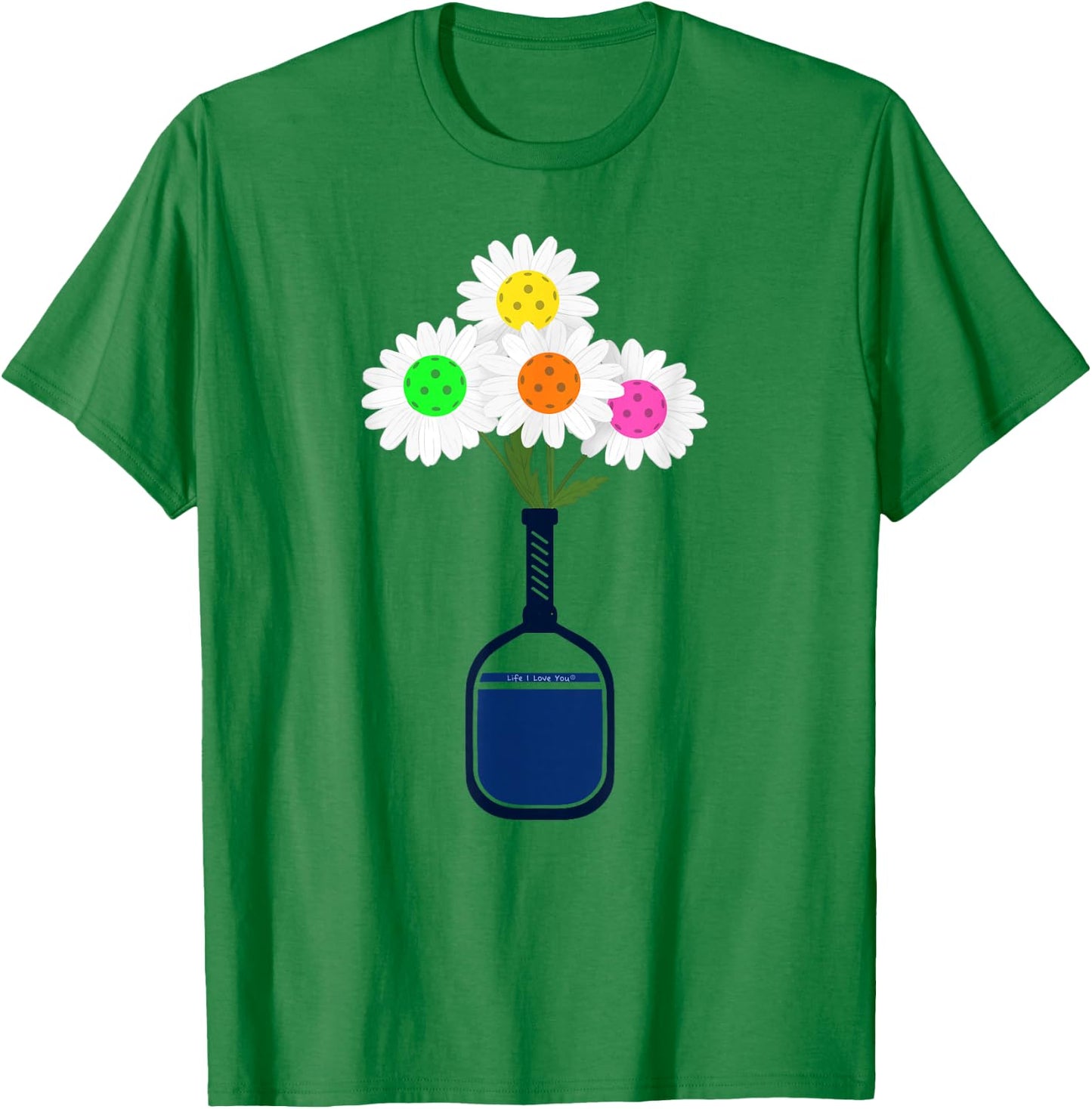 Pretty Pickleball Flowers in Paddle Vase - Pickleball T-Shirt - T-Shirt | Irish Green