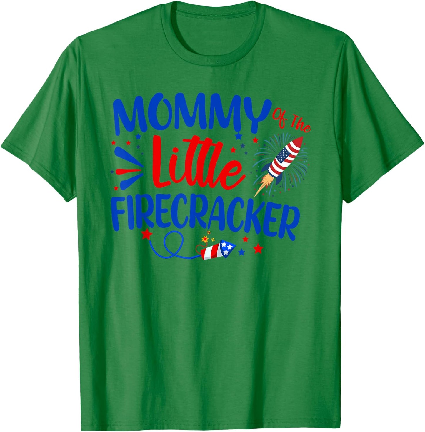 Mommy Of The Little Firecracker Family 4th of July Birthday T-Shirt - T-Shirt | Irish Green