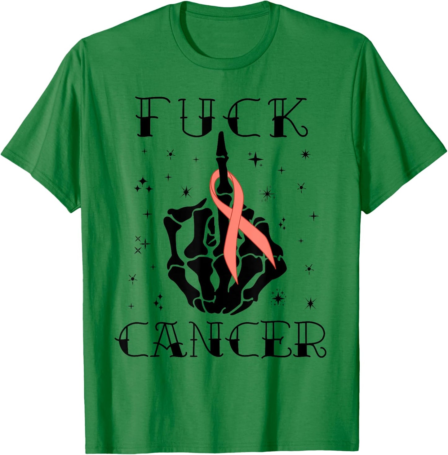 Fuck Cancer Tattoos Survivor Peach Ribbon Uterine Cancer T-Shirt - T-Shirt | Irish Green