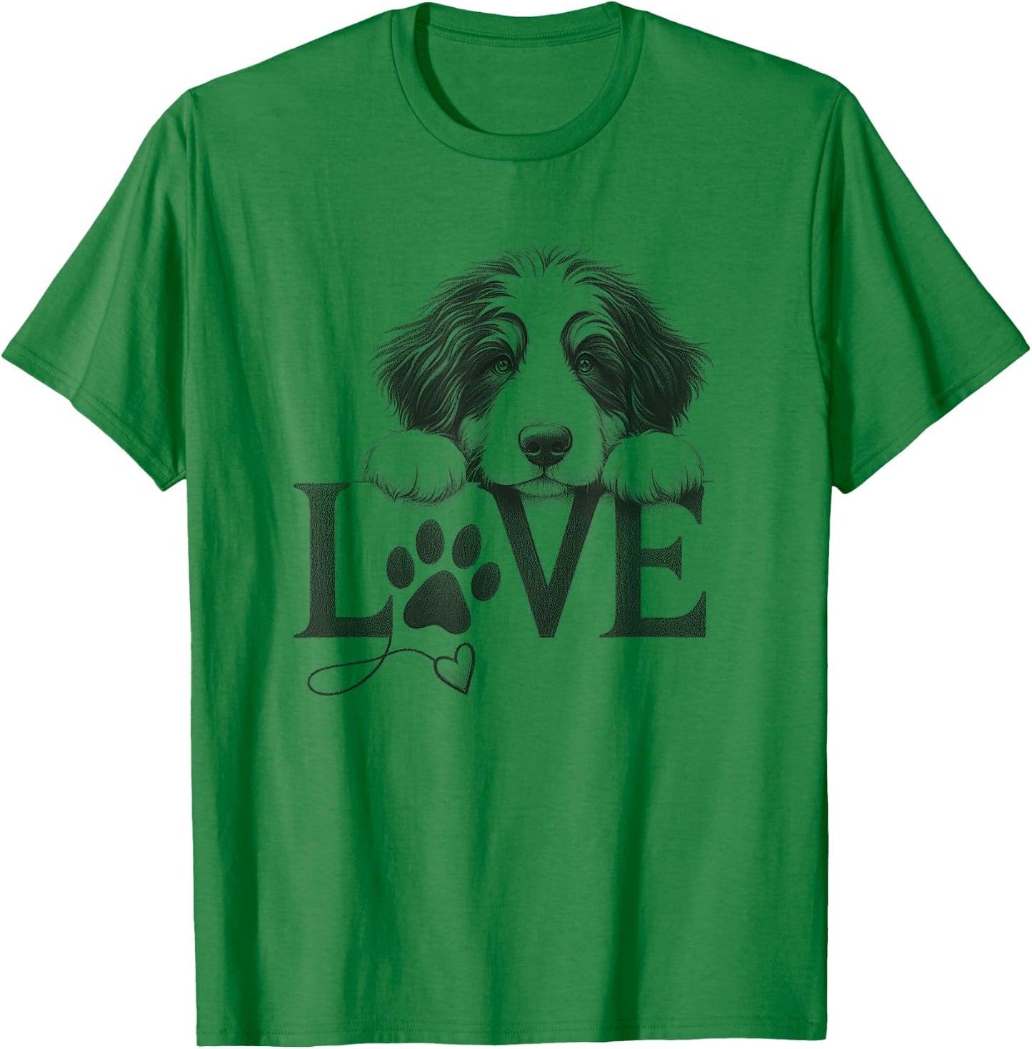 Bernedoodle Dog Love Paw Design T-Shirt - T-Shirt | Irish Green