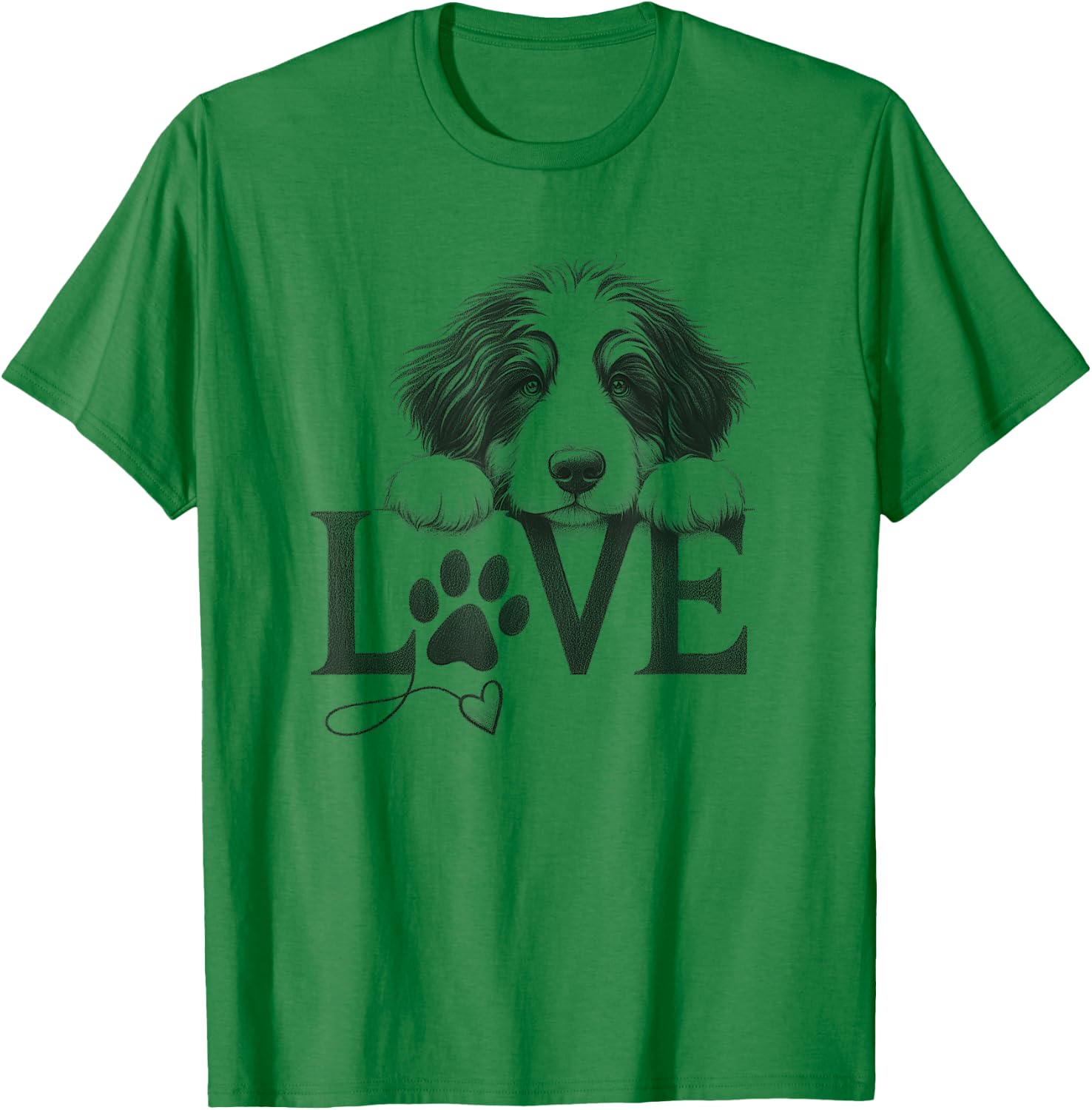 Bernedoodle Dog Love Paw Design T-Shirt - T-Shirt | Irish Green