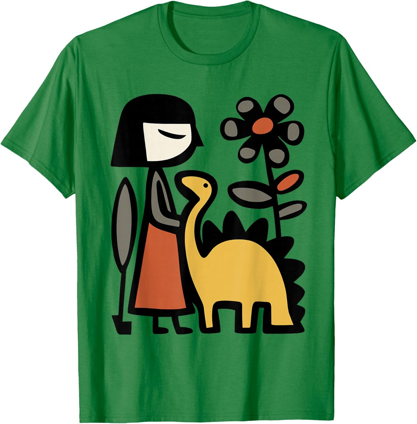 Woman with Baby Saurus Cute Dinosaur Illustration Women T-Shirt - T-Shirt | Irish Green