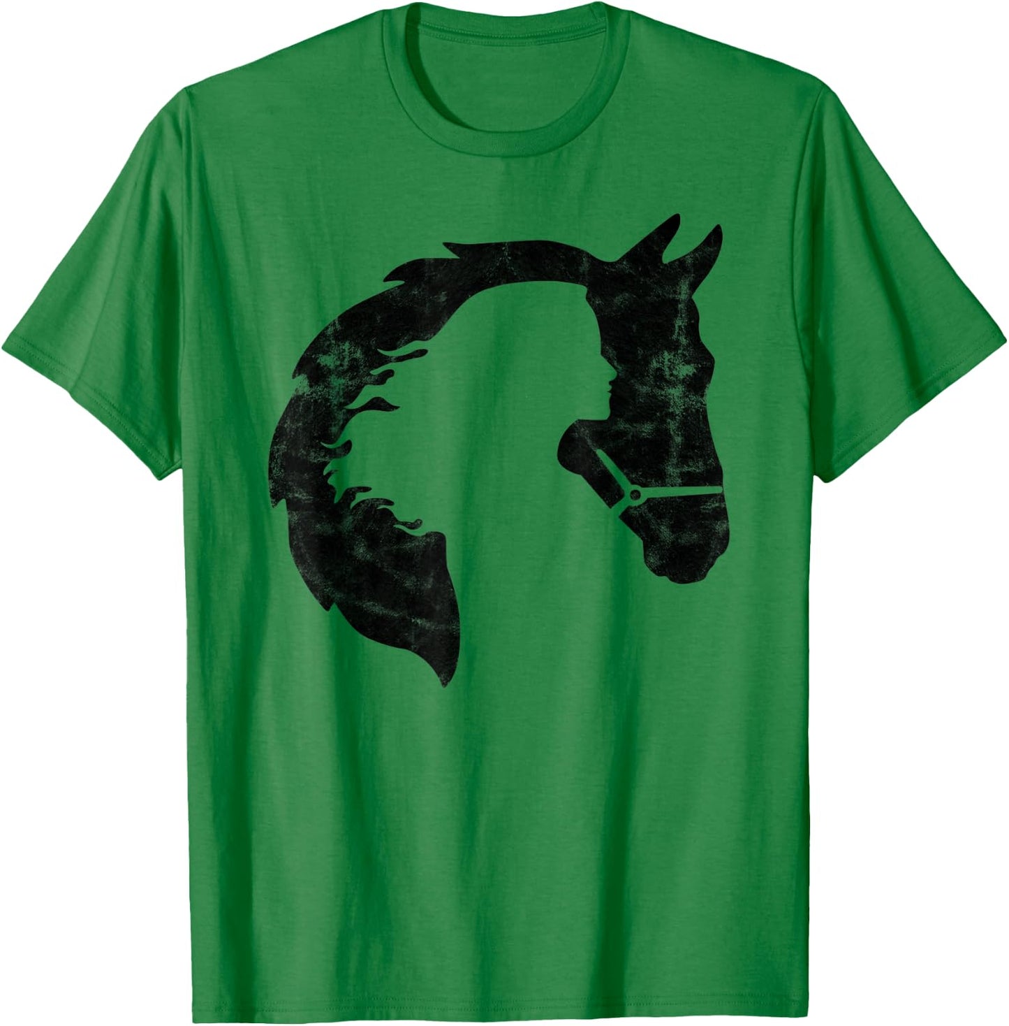 Retro Horse Young Woman With Horse Love Horse Silhouette T-Shirt - T-Shirt | Irish Green