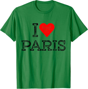 I Love Paris Souvenirs Red Heart Paris Merch France T-Shirt - T-Shirt | Irish Green