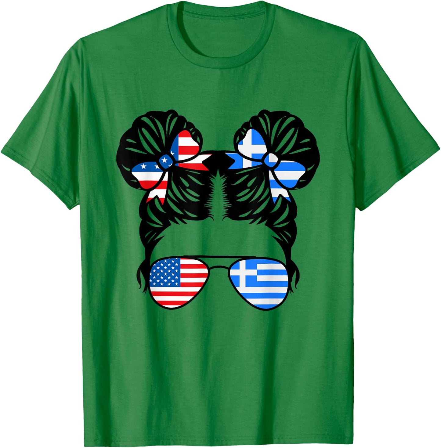 Half American Half Greek Girl USA Greece Flag Patriot T-Shirt - T-Shirt | Irish Green