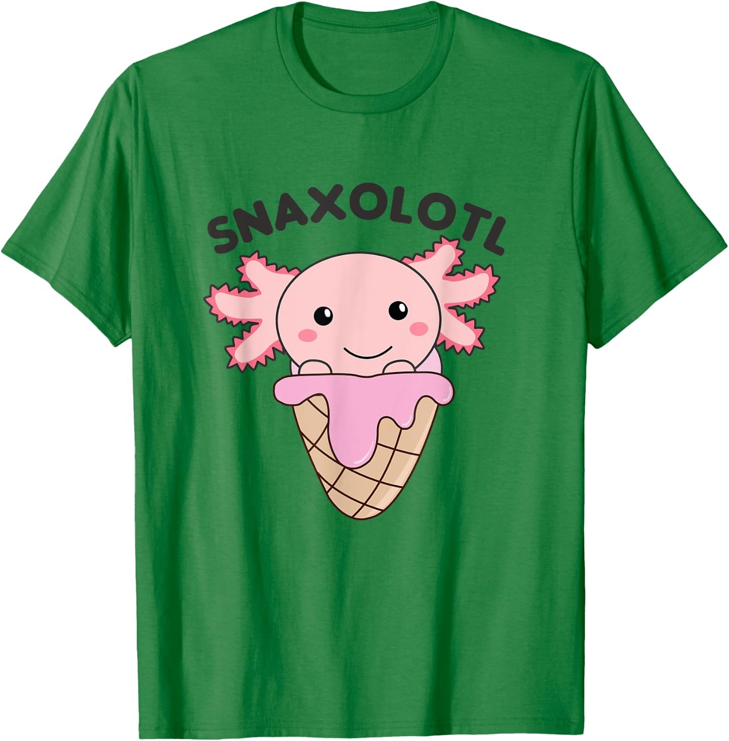 Snacks Pun Snaxolotl Ice Cream Axolotl Men Women Kids T-Shirt - T-Shirt | Irish Green