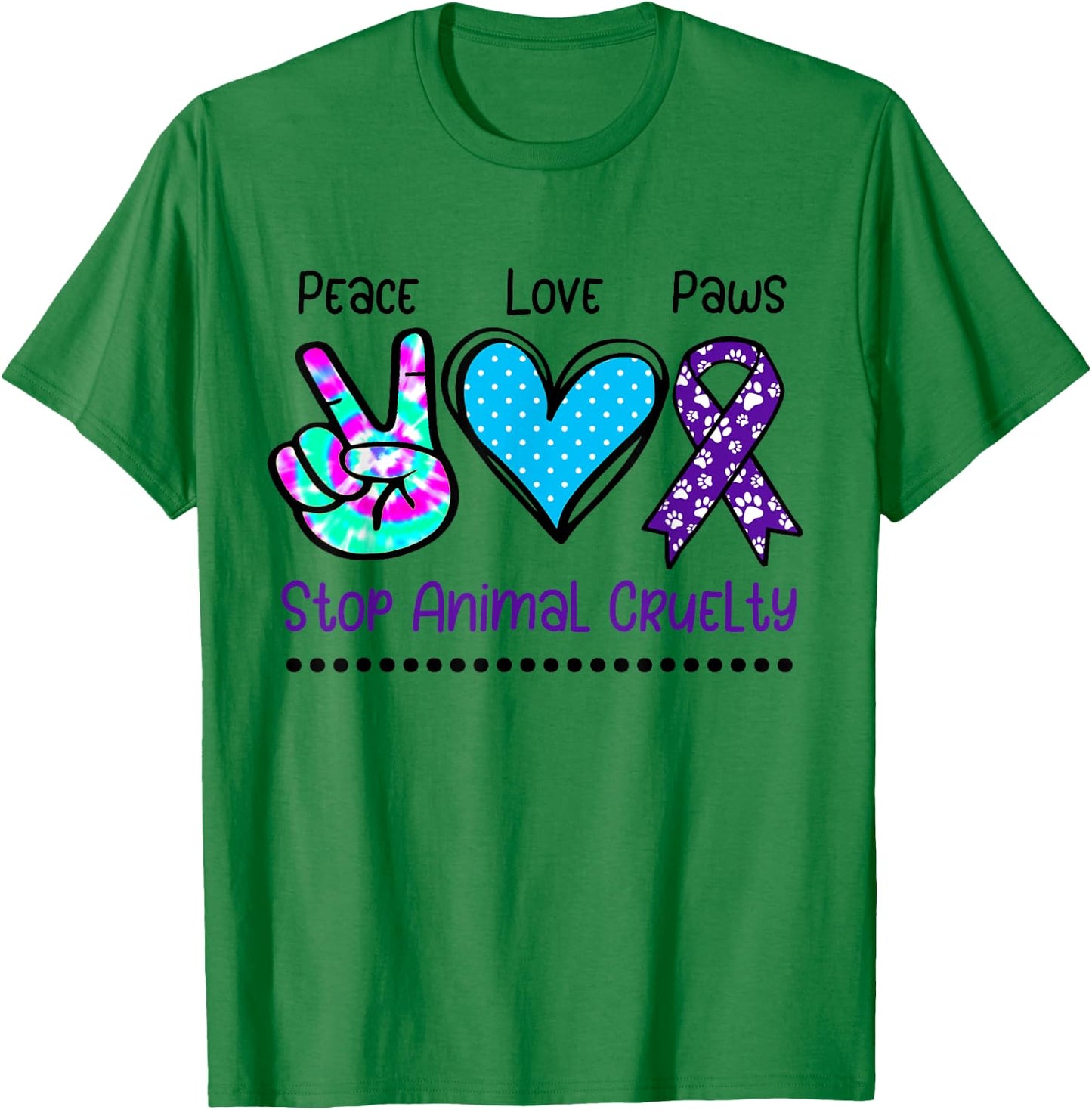 Animal cruelty abuse awareness support stop ribbon paw print T-Shirt - T-Shirt | Irish Green