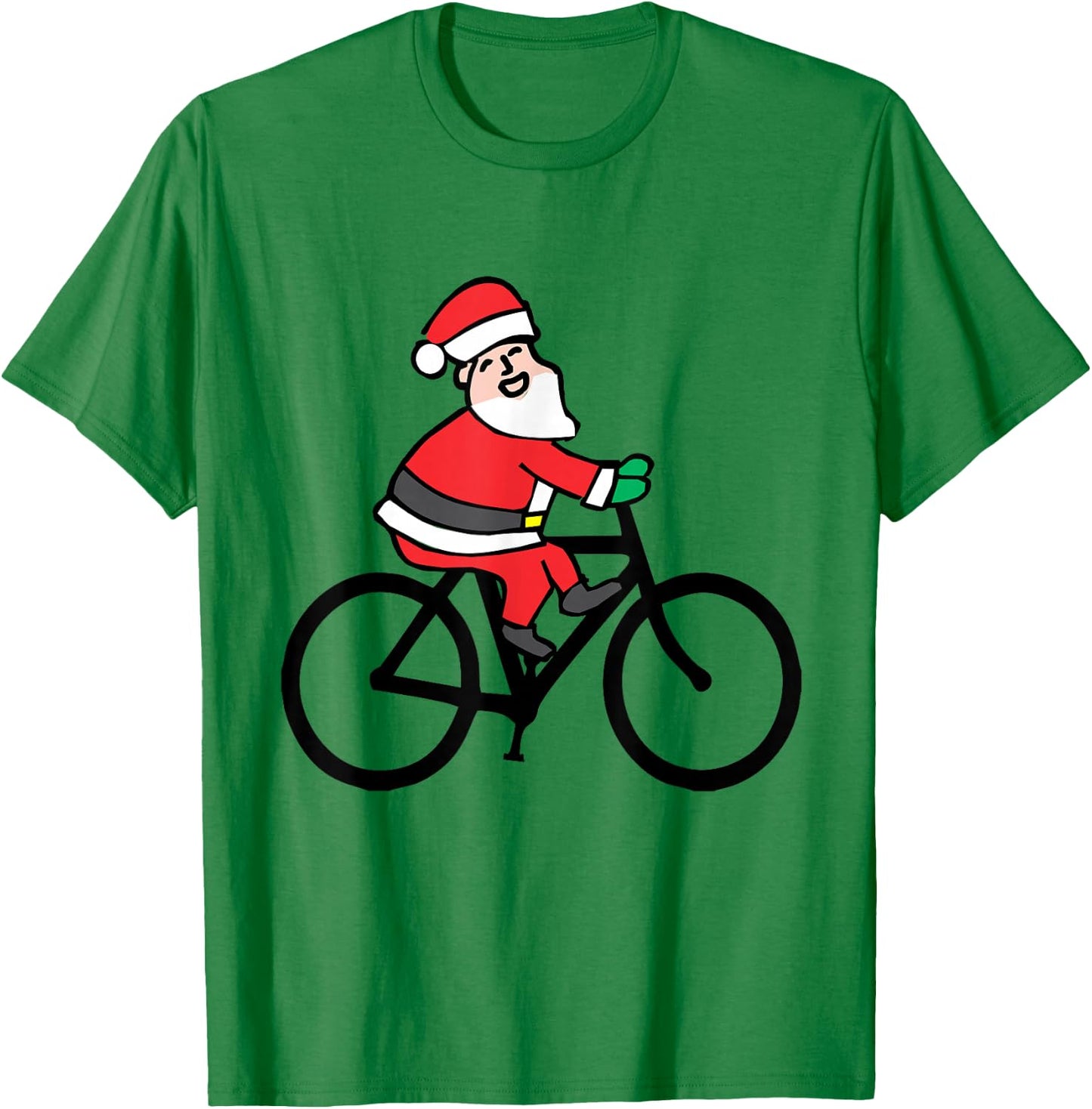 Feliz Navidad Funny Santa on a Bike for Christmas T-Shirt - T-Shirt | Irish Green