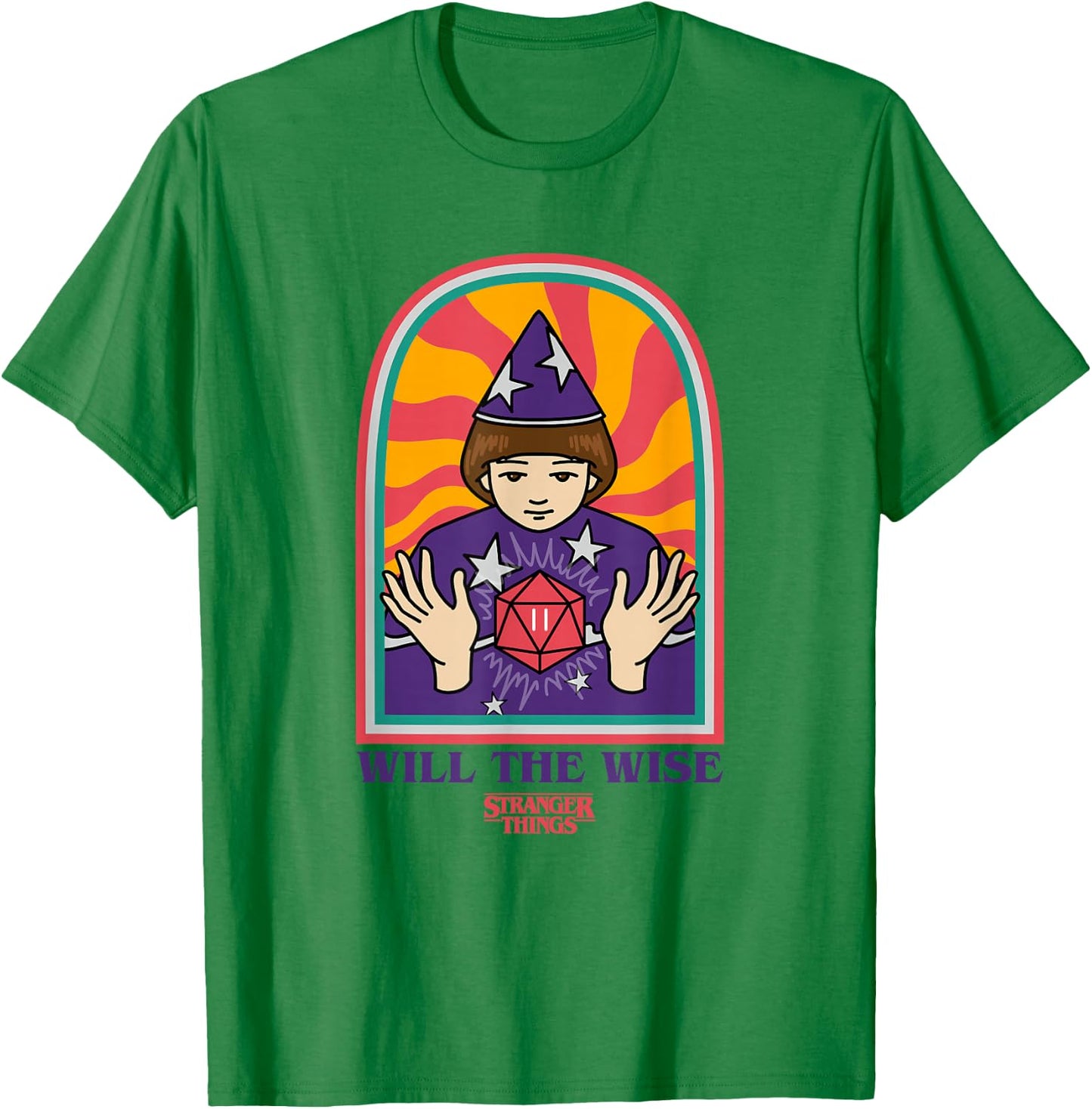 Stranger Things Will The Wise Dungeons & Dragons Tarot Card T-Shirt - T-Shirt | Irish Green