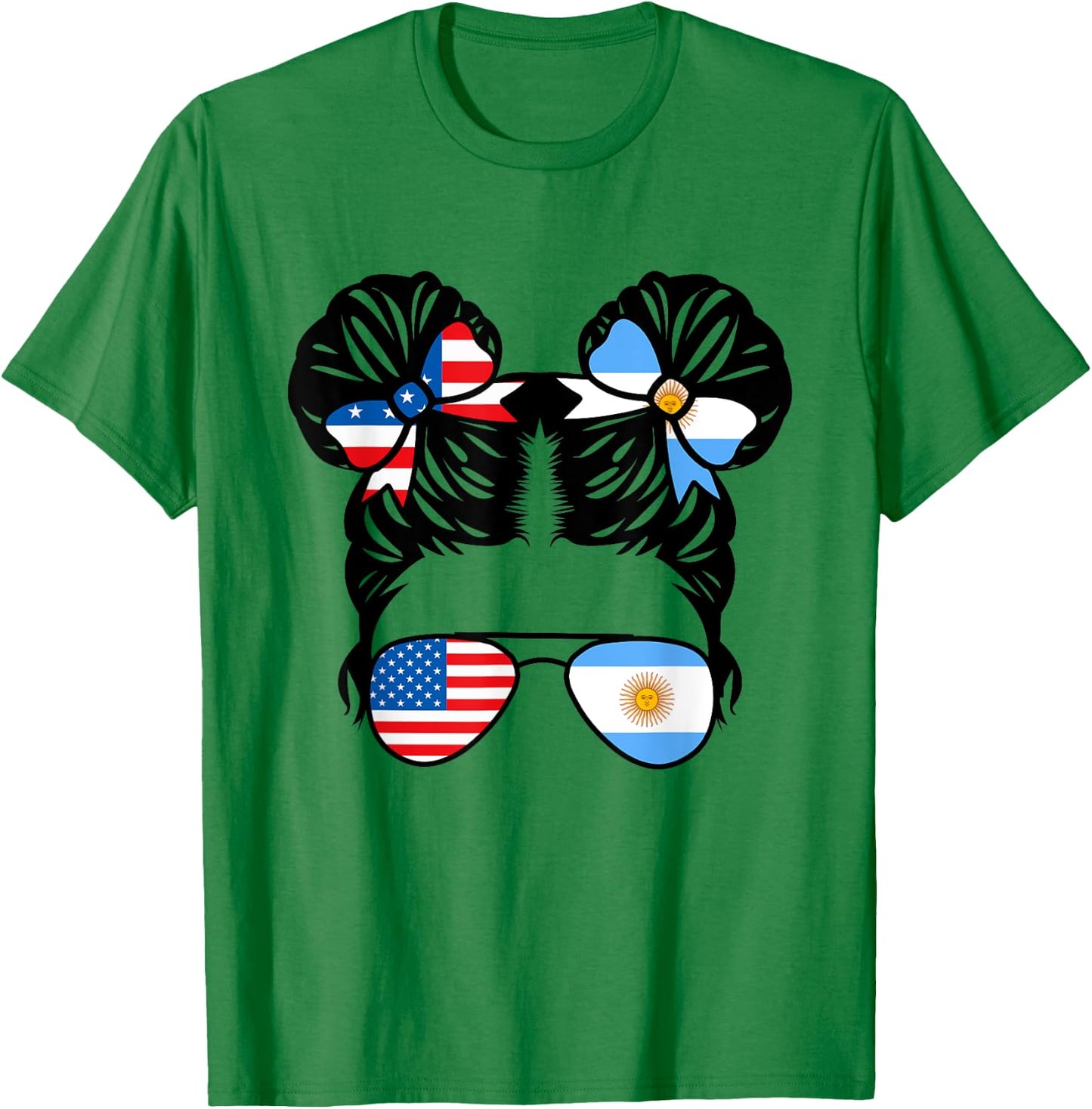 Half American Argentinian Girl USA Argentina Flag Patriot T-Shirt - T-Shirt | Irish Green