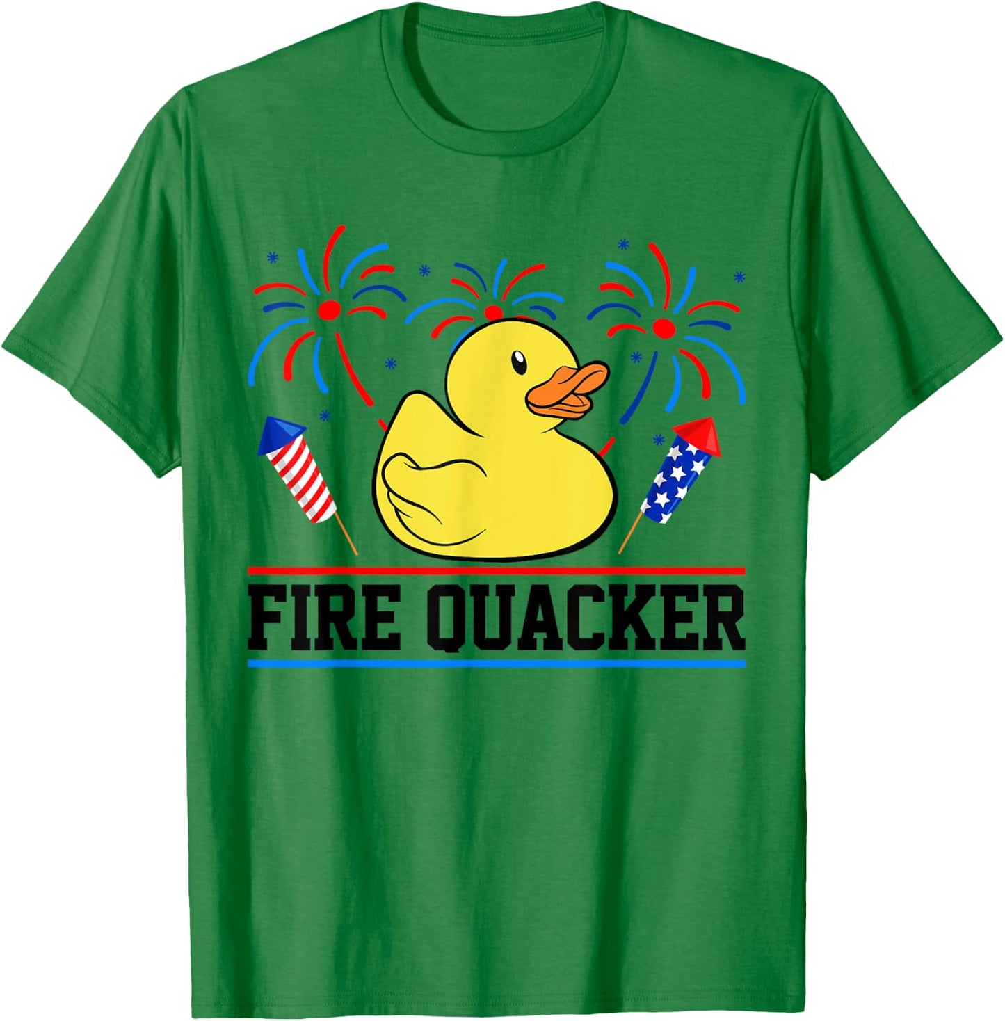 Fire Funny Quacker Rubber Duck 4th Of July Firework Family T-Shirt - T-Shirt | Irish Green