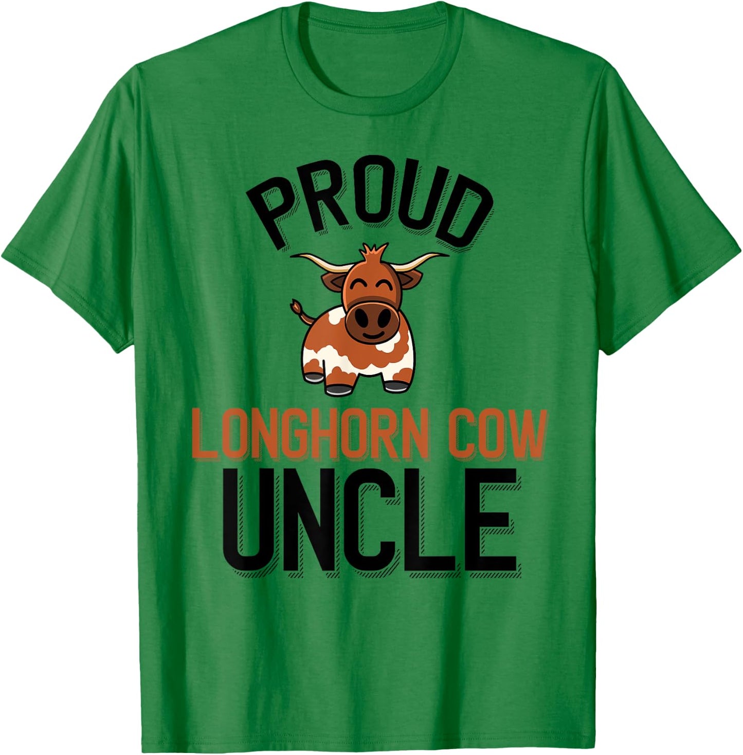 Proud Longhorn Cow Uncle Cute Longhorn Cow Family T-Shirt - T-Shirt | Irish Green