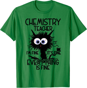 Chemistry Teacher It's Fine Cat Women T-Shirt - T-Shirt | Irish Green