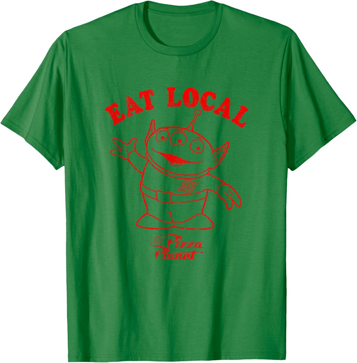 Disney Pixar Toy Story Pizza Planet Alien Eat Local T-Shirt - T-Shirt | Irish Green