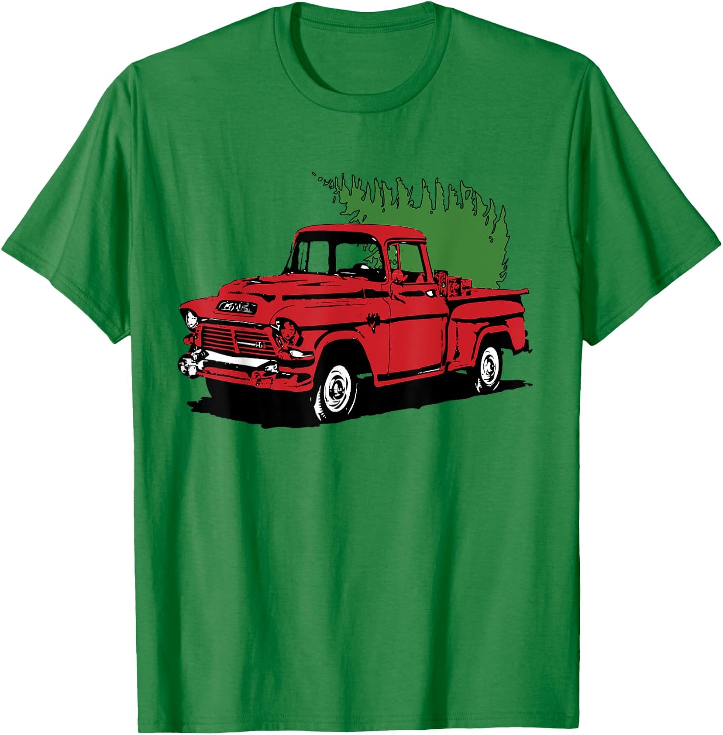 Vintage Christmas Old Red Pickup Truck Tree Holiday Gift T-Shirt - T-Shirt | Irish Green