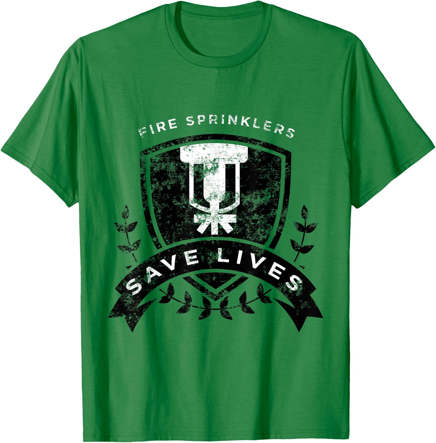 Fire Sprinklers Save Lives Logo T-Shirt - T-Shirt | Irish Green