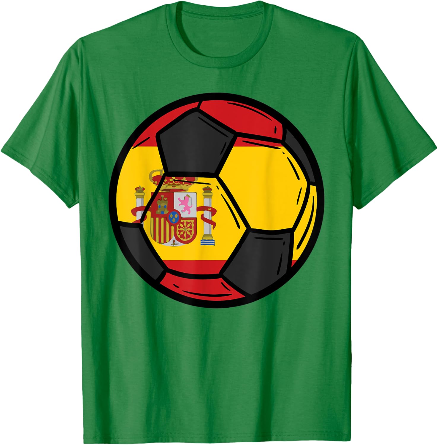 Spain Flag Spanish Soccer Ball Men Women Kids Boys Girls T-Shirt - T-Shirt | Irish Green