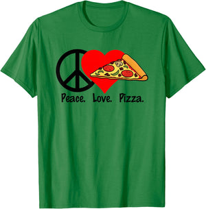 Peace Love Pizza Shirt - Eat Food Party Slice Pi T-Shirt - T-Shirt | Irish Green