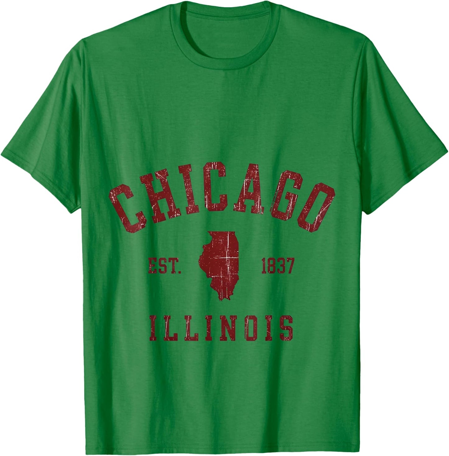 Chicago Illinois Est 1837 Vintage Style T-Shirt - T-Shirt | Irish Green
