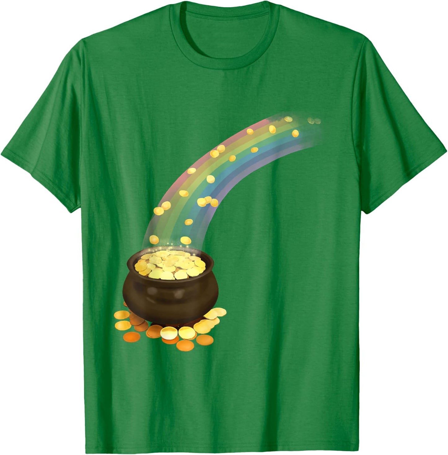 St Patrick's Day Leprechaun's Pot of Gold at End of Rainbow T-Shirt - T-Shirt | Irish Green