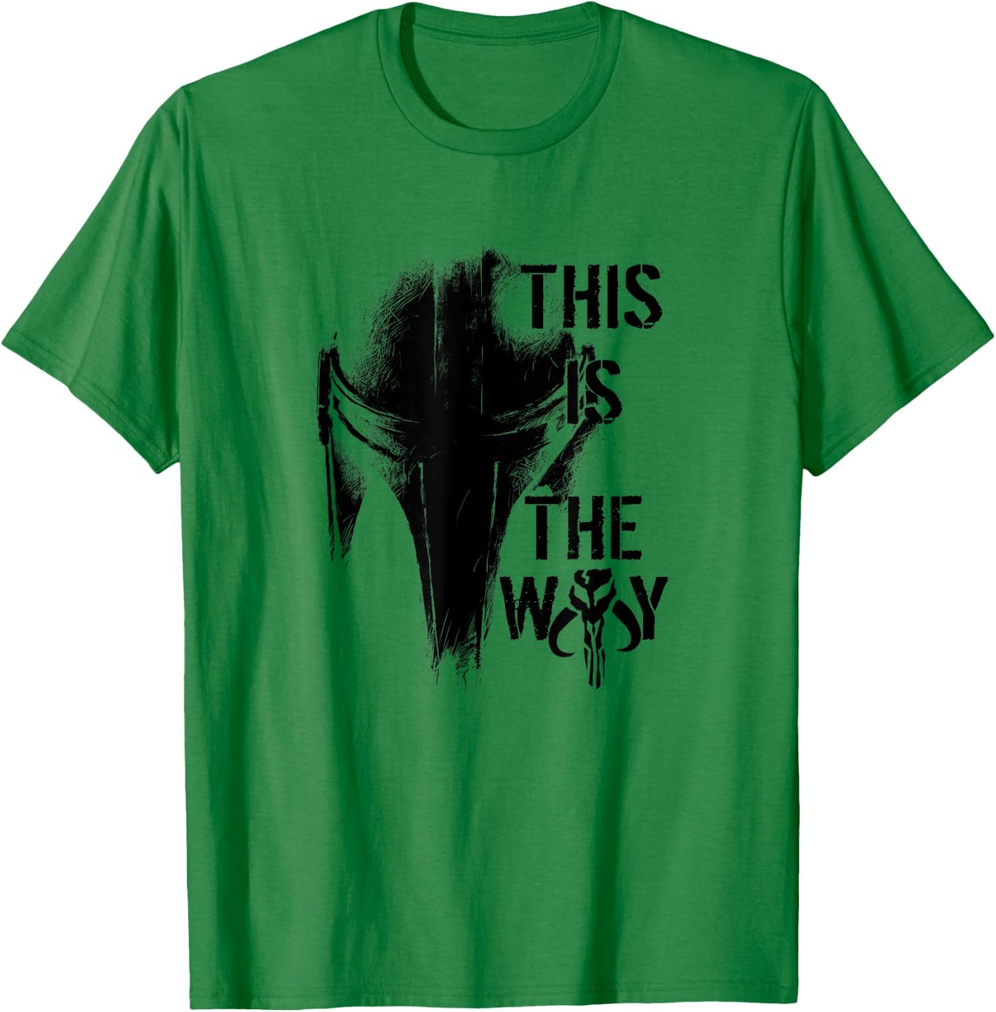 Star Wars The Mandalorian The Way Mando Helm - Weiß, Kurzarm, V-Ausschnitt, Klein, , Einfarbig, Pull-On, 1 Count, EU 38/40 T-Shirt - T-Shirt | Irish Green