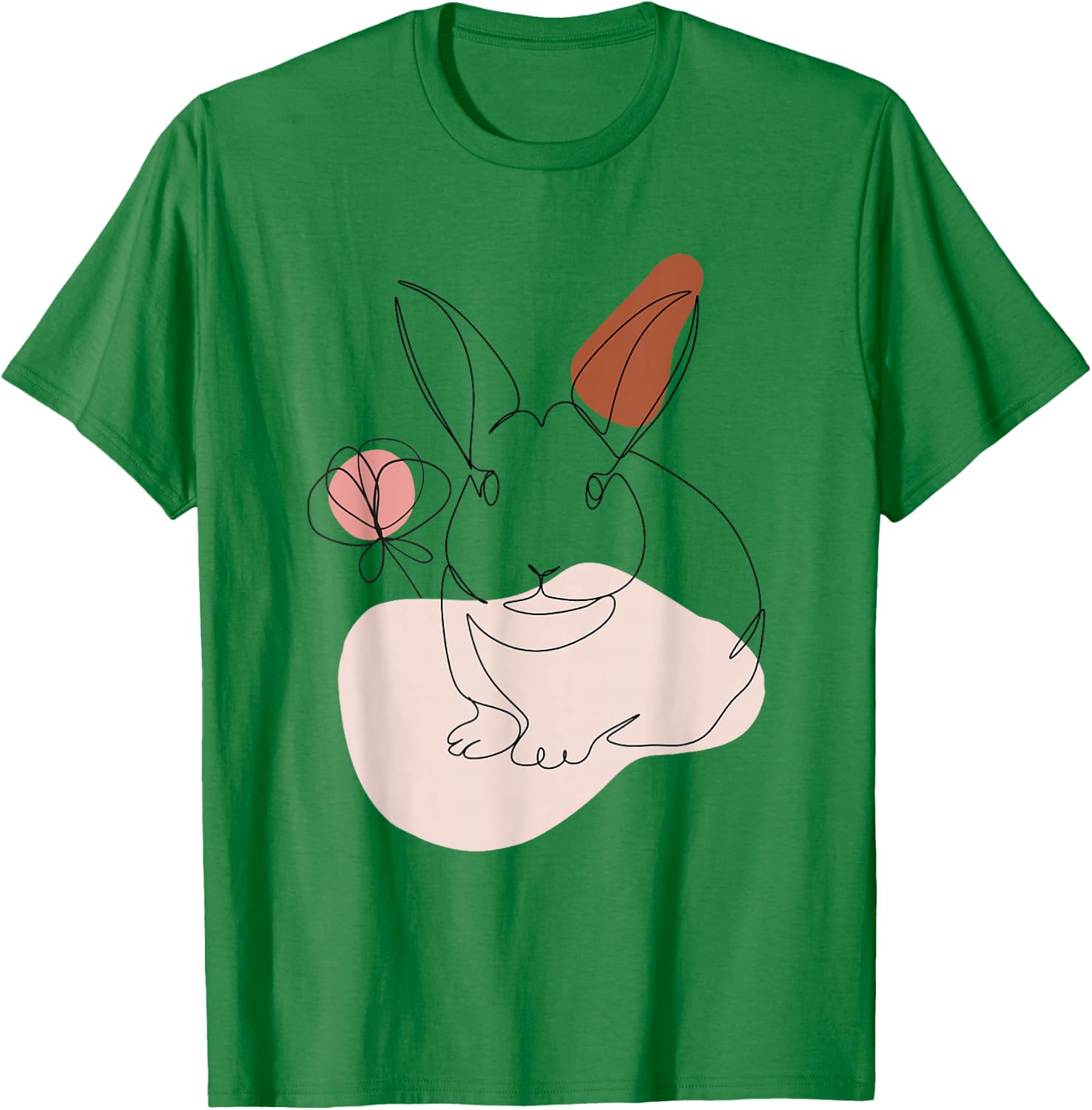 Rabbit Line Art Abstract Minimalist Bunny Face T-Shirt - T-Shirt | Irish Green