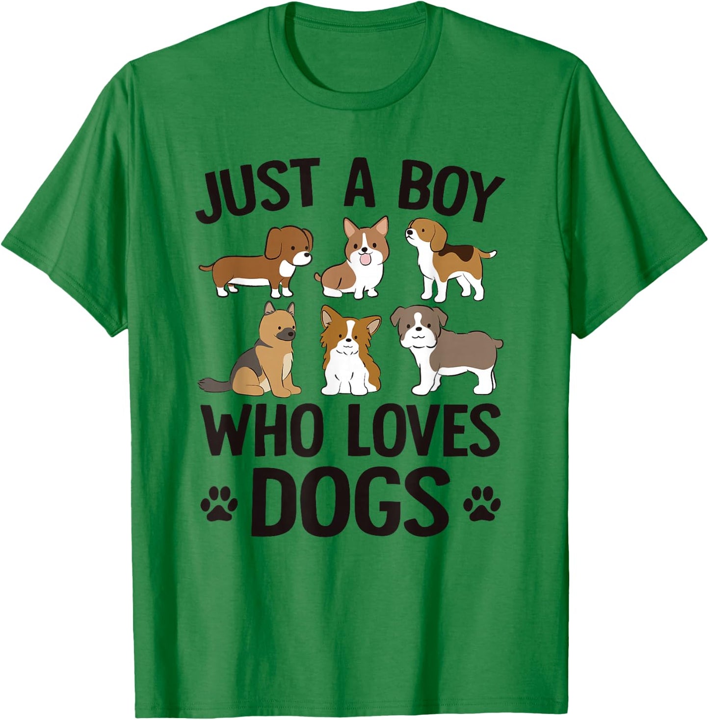 Just A Boy Who Loves Dogs Boys Toddler Puppy Dog Lover T-Shirt - T-Shirt | Irish Green