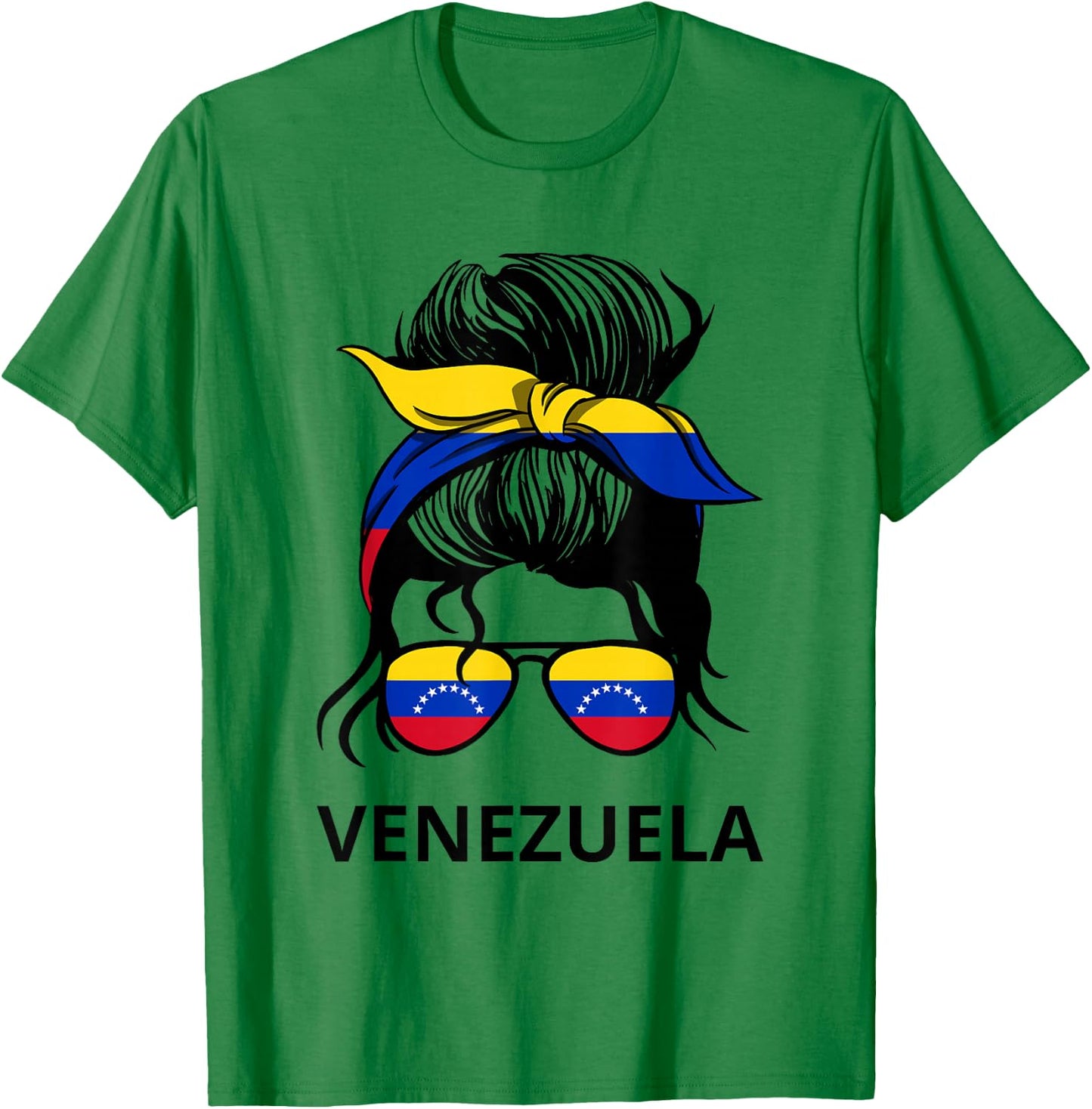Messy Bun Girl Venezuela Pride Latina Venezuelan Women T-Shirt - T-Shirt | Irish Green