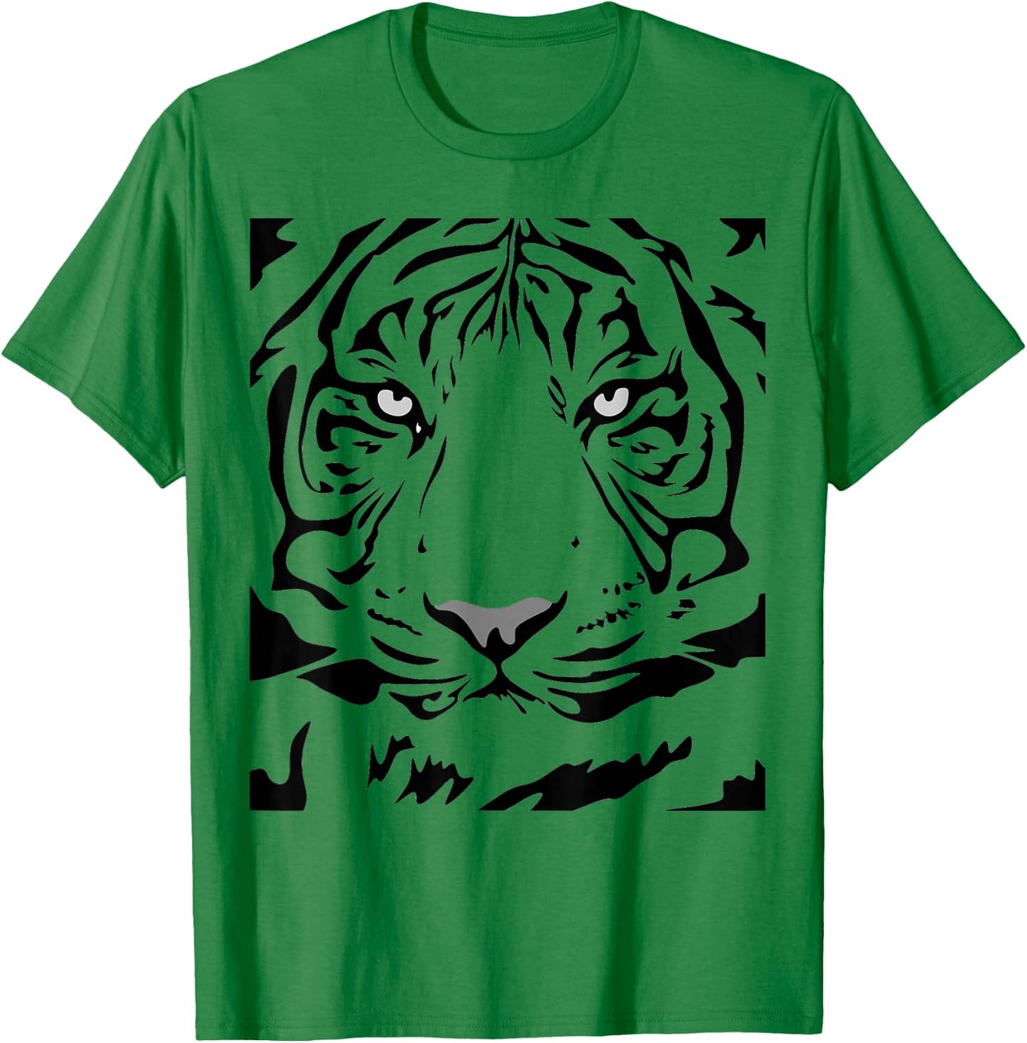 Rockabilia Merch Store Tiger Face - Men's White Tiger Print Graphic Modern Casual - Small T-Shirt - T-Shirt | Irish Green