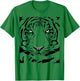 Rockabilia Merch Store Tiger Face - Men's White Tiger Print Graphic Modern Casual - Small T-Shirt - T-Shirt | Irish Green