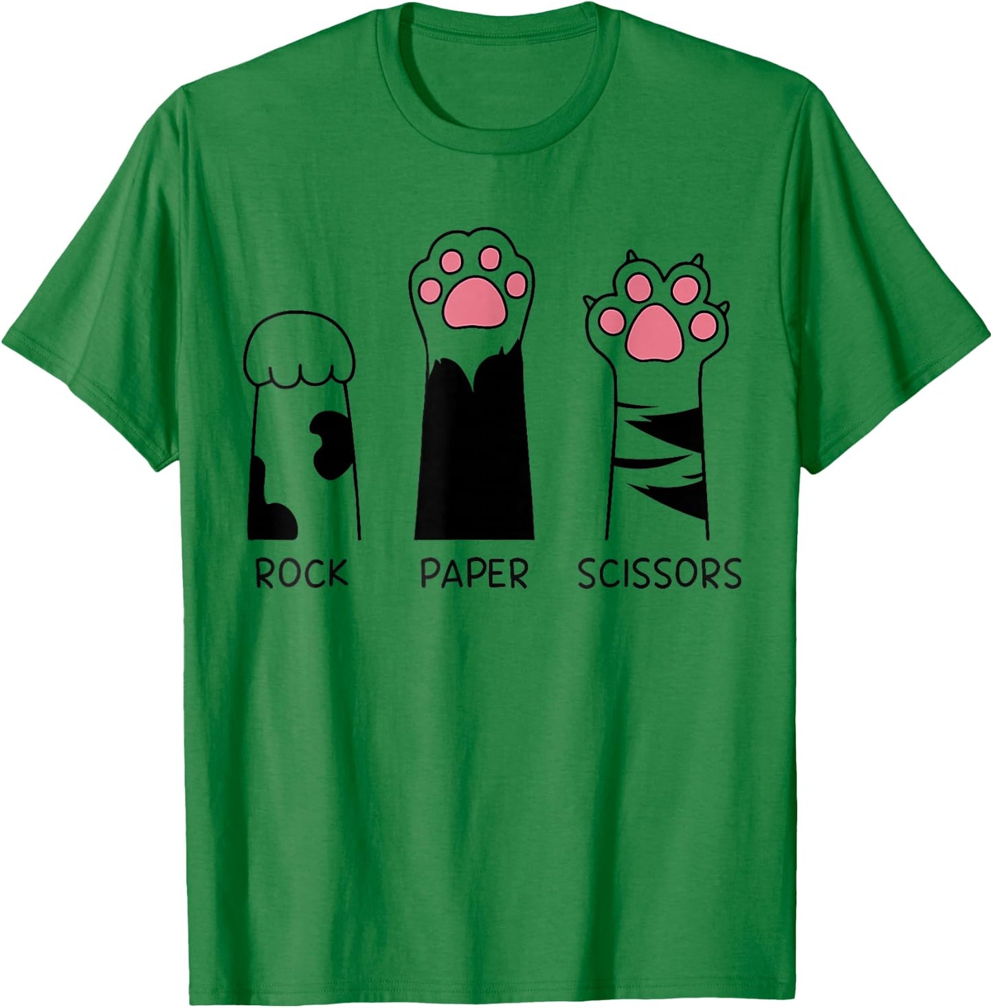 Rock Paper Scissors Cat Paws Cute Kitten Lover Cat T-Shirt - T-Shirt | Irish Green