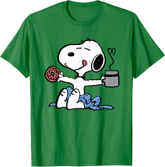 Peanuts - Donut Coffee Snoopy , blue T-Shirt - T-Shirt | Irish Green
