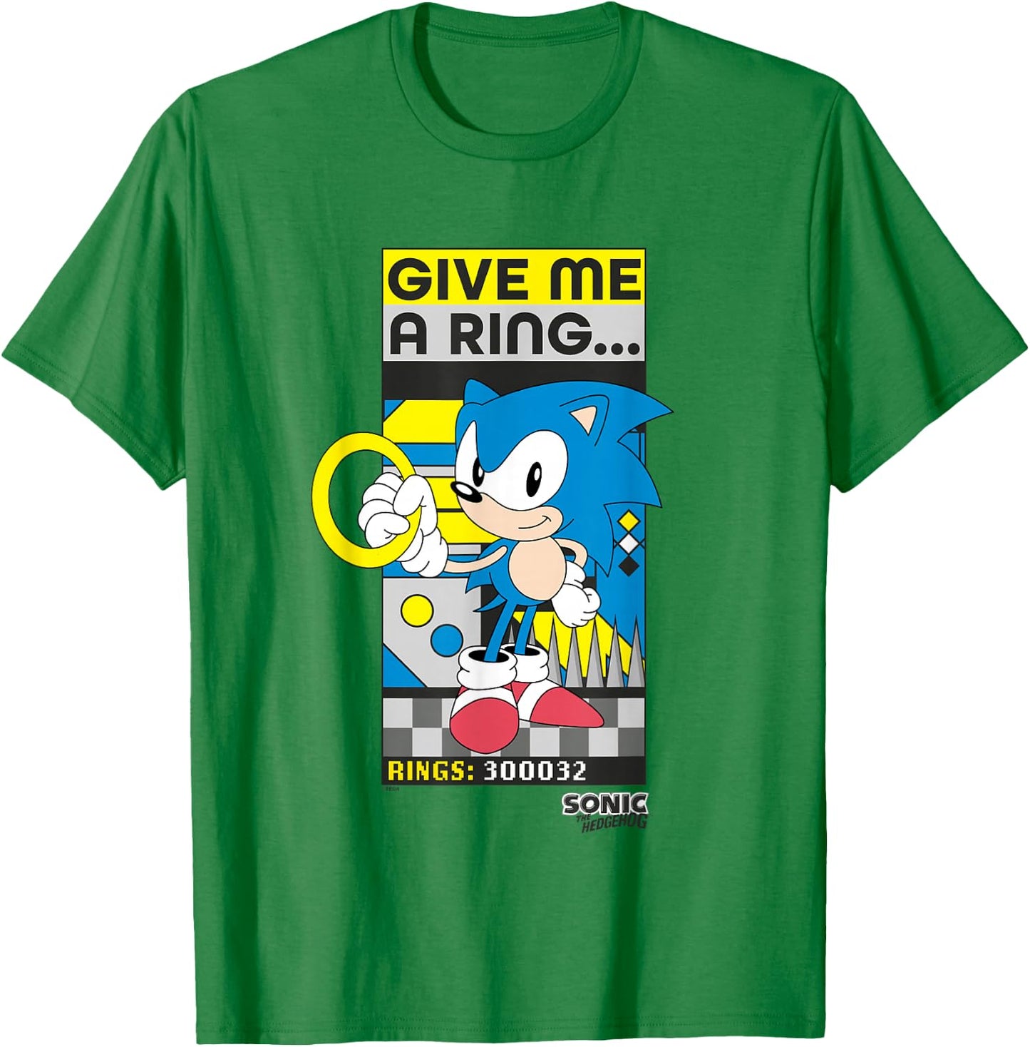 Sonic The Hedgehog Give Me A Ring… Retro Sonic Poster T-Shirt - T-Shirt | Irish Green