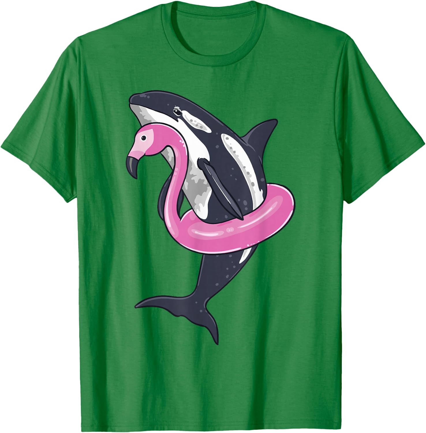 Funny Orca Flamingo Pool Party Men Women Kids Beach Summer T-Shirt - T-Shirt | Irish Green