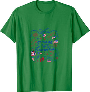 Retro Growing A.Little Firecracker 4th Of.July Pregnancy T-Shirt - T-Shirt | Irish Green
