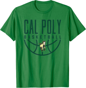 Cal Poly Mustangs Basketball Arch T-Shirt - T-Shirt | Irish Green