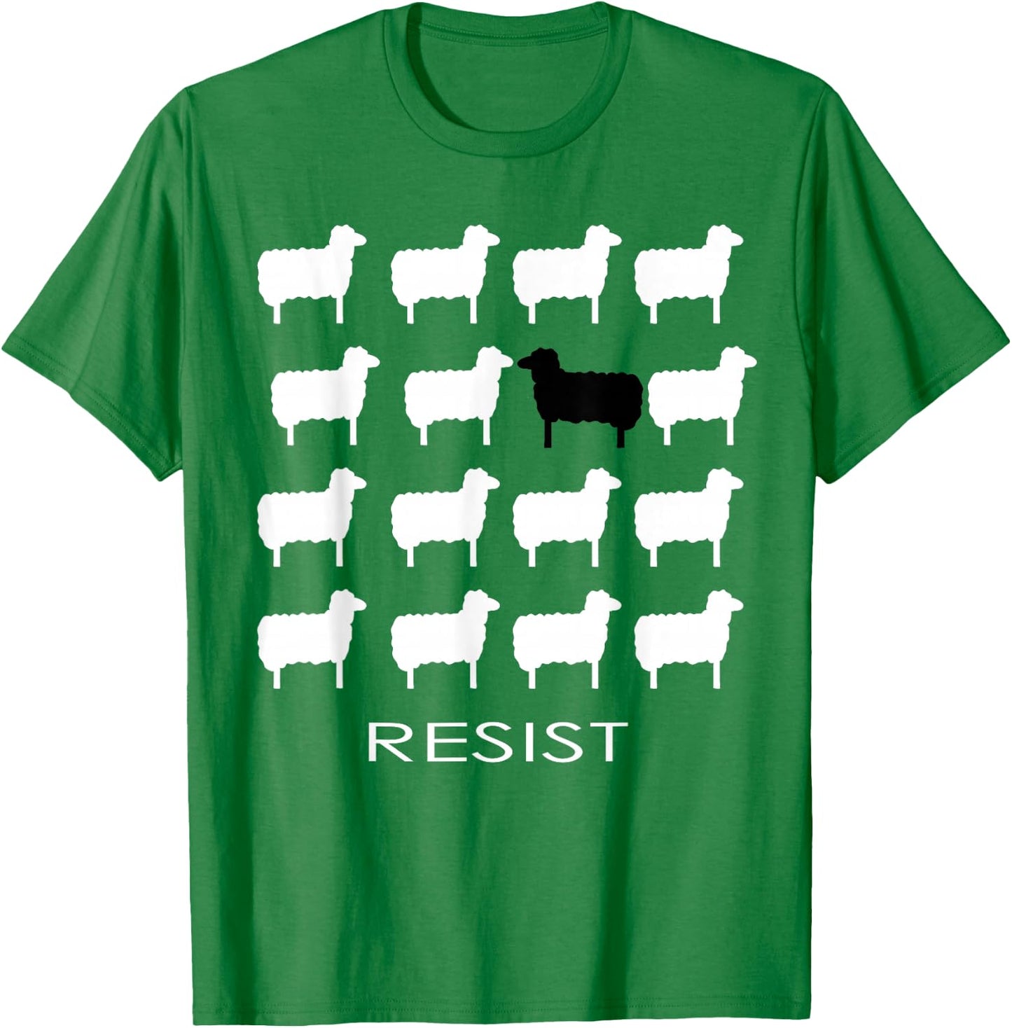 White and Black Sheep Resist Empowering Dissent Resistance T-Shirt - T-Shirt | Irish Green