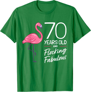 Flamingo 70th Birthday Flamingo Milestone 70 Years T-Shirt - T-Shirt | Irish Green