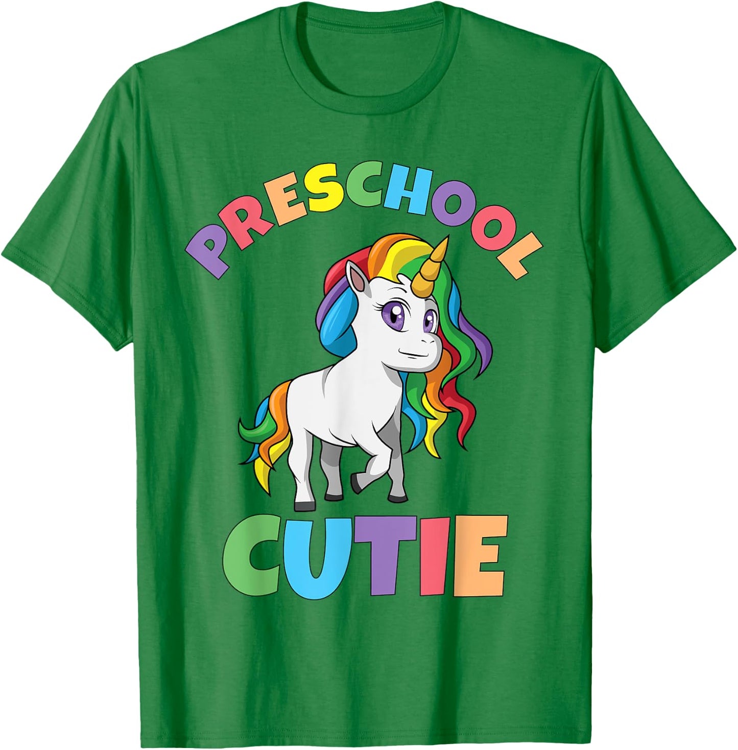 First Day of Preschool Girls Toddler Unicorn Preschool Cutie T-Shirt - T-Shirt | Irish Green