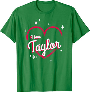 Pink Heart Graphic I Love Taylor , pink T-Shirt - T-Shirt | Irish Green