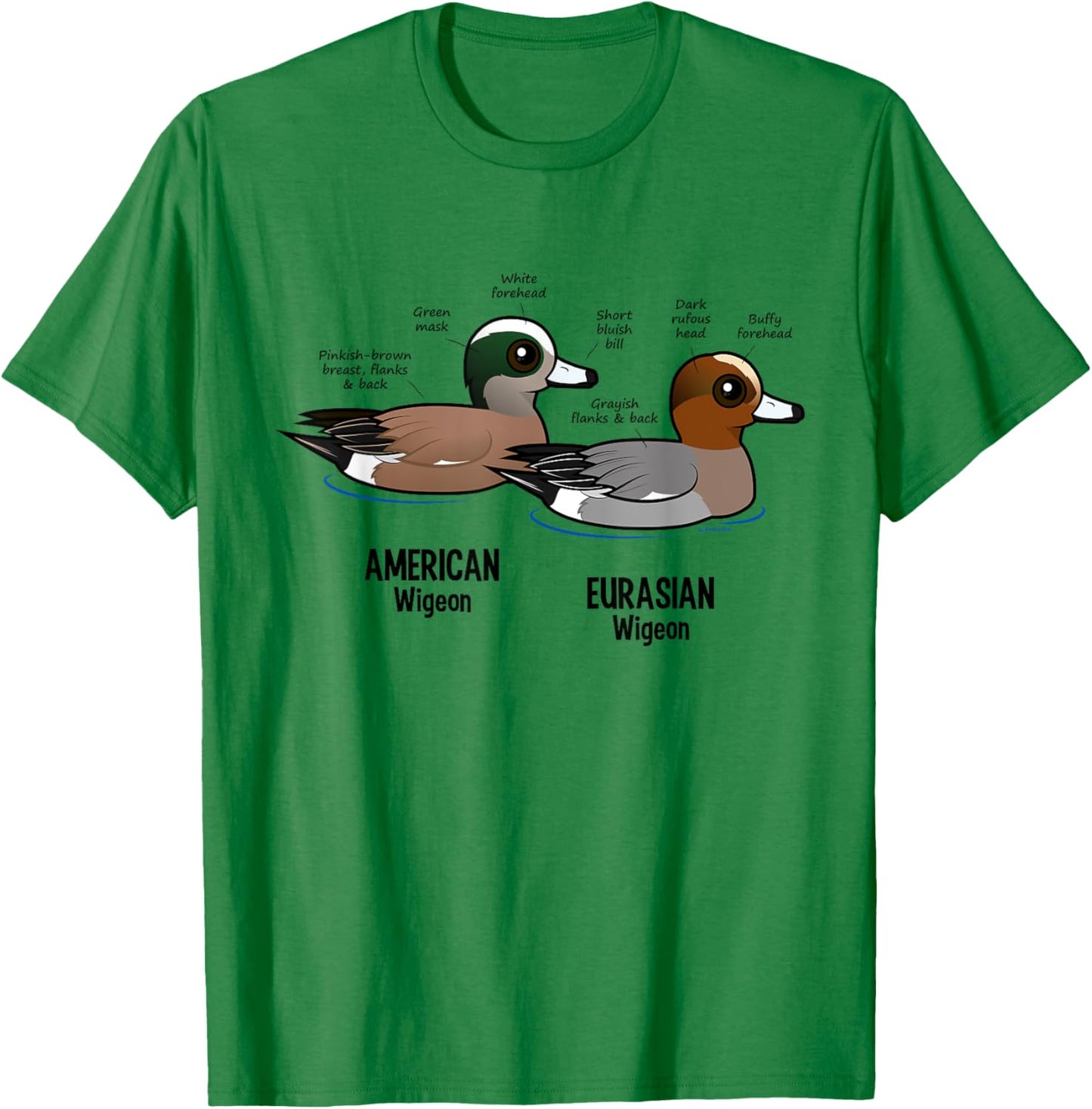Wigeon Versus Wigeon Cute Cartoon Duck Waterfowl Statistics T-Shirt - T-Shirt | Irish Green