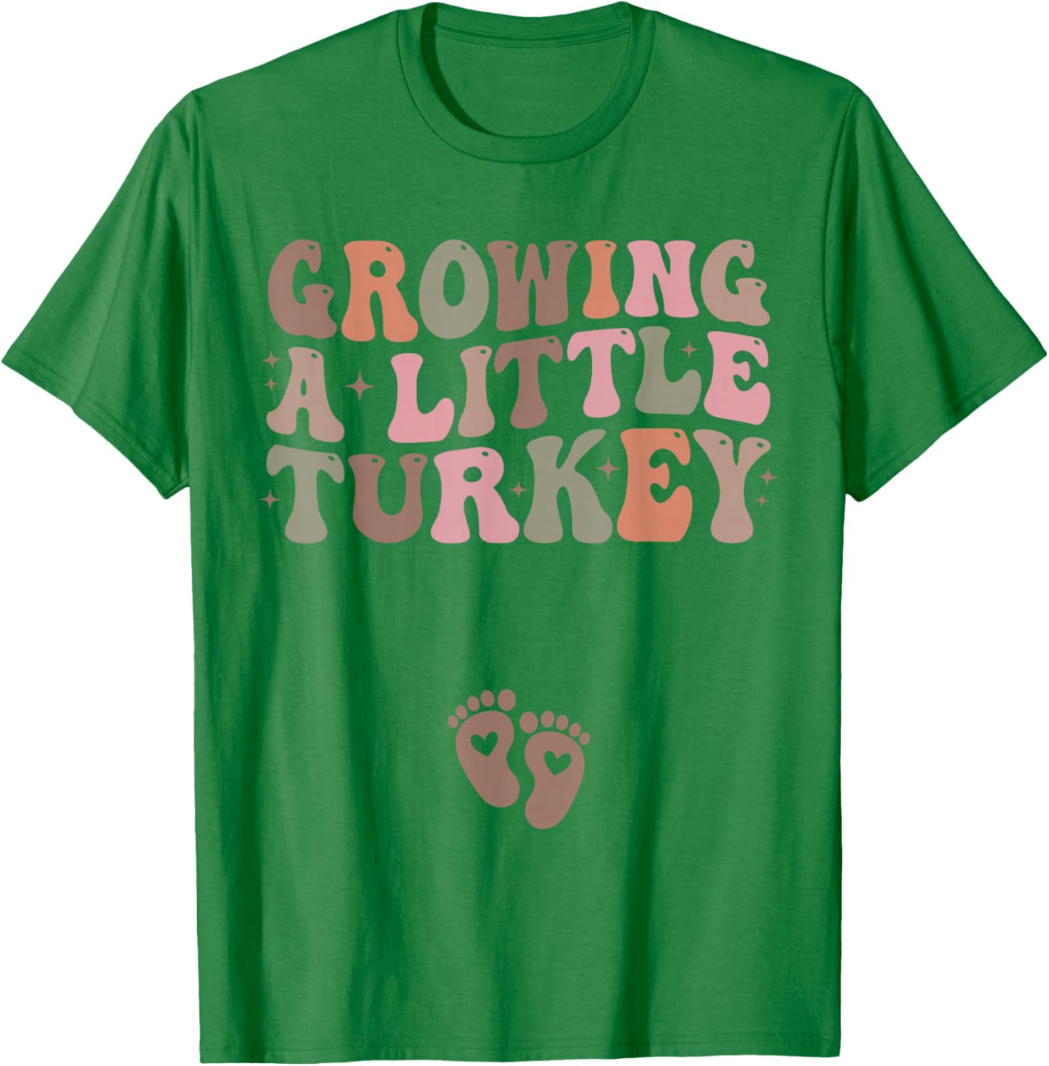 Growing a Little Turkey Thanksgiving Pregnancy Announcement T-Shirt - T-Shirt | Irish Green
